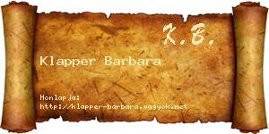 Klapper Barbara névjegykártya